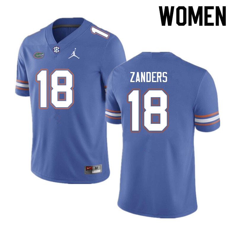 Women #18 Dante Zanders Florida Gators College Football Jerseys Sale-Royal - Click Image to Close